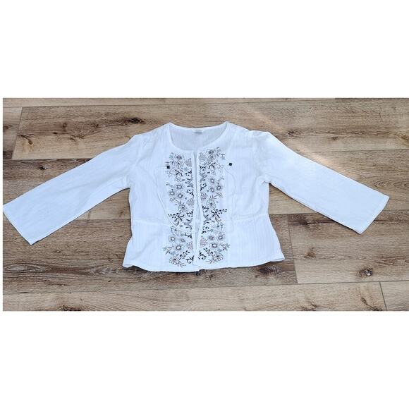 Christopher & Banks Light weight Embroidered Tie Front Cover up Blouse Size Smal - Picture 4 of 8